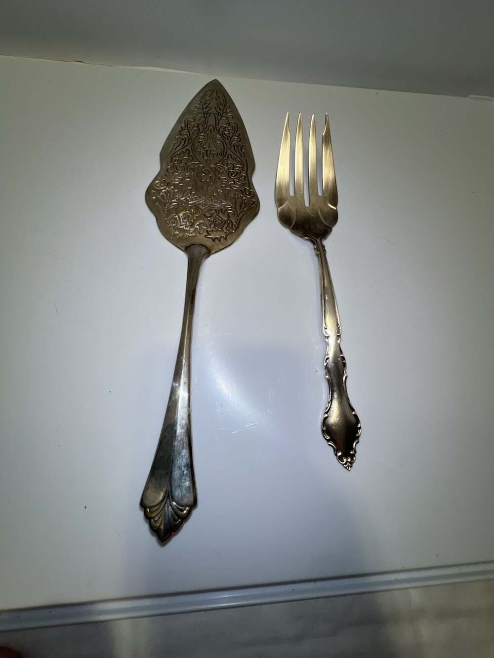 International Deep Silver Cake Server And Fork Set Silver Plated